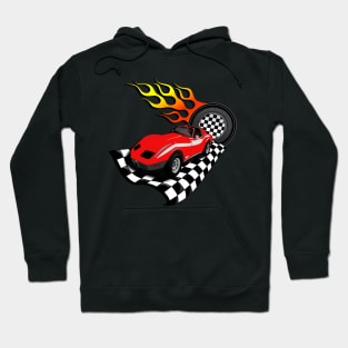 Racecar & Checkered Flag Design, Cool Birthday Gift & Home Decor for Boys Hoodie